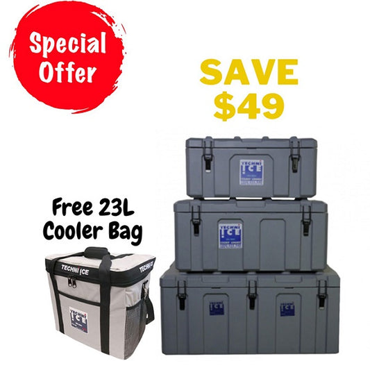 Techni Ice Toolbox Combo (SB50-SB100-SB160) With FREE 23L Cooler Bag